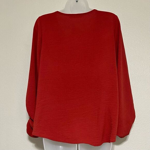 Entro Blouse Women’s Small Rust Colored Balloon Sleeves Flowy Silhouette EUC - Picture 6 of 10